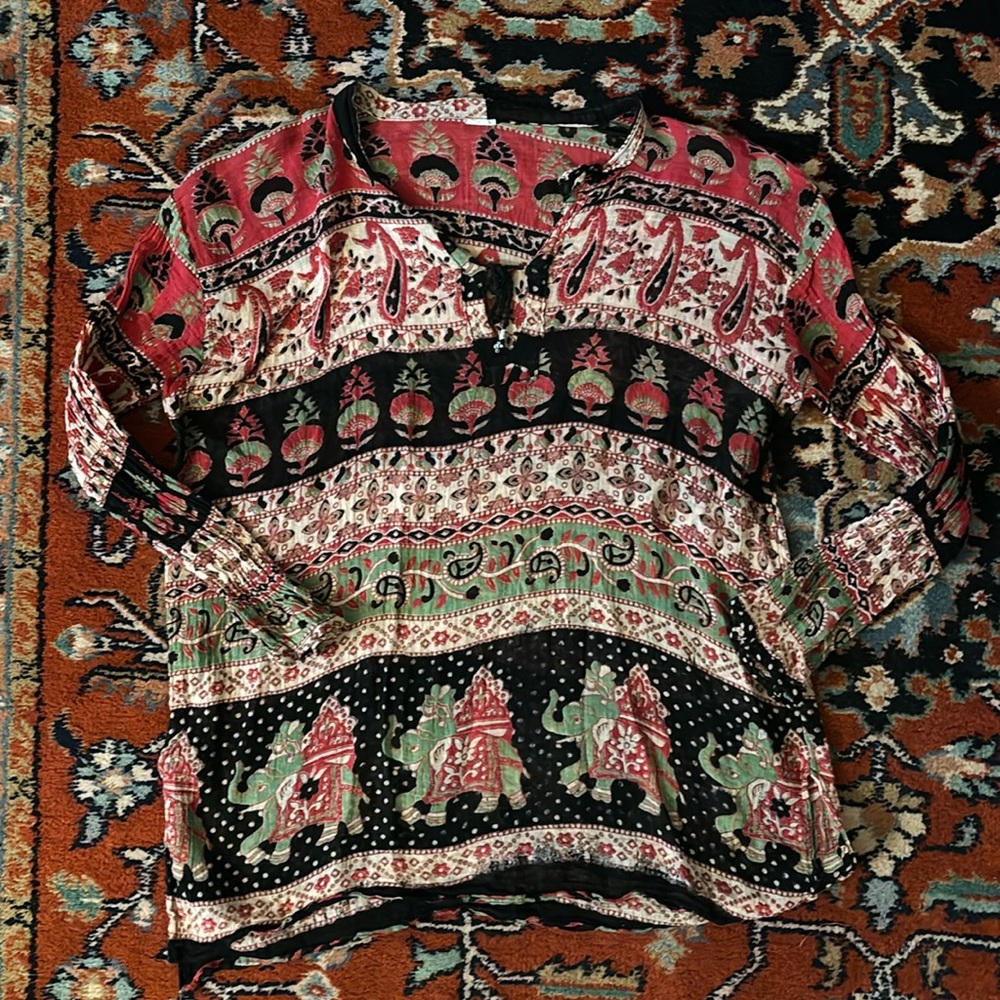 Vintage Indian Gauze Blockprint Blouse